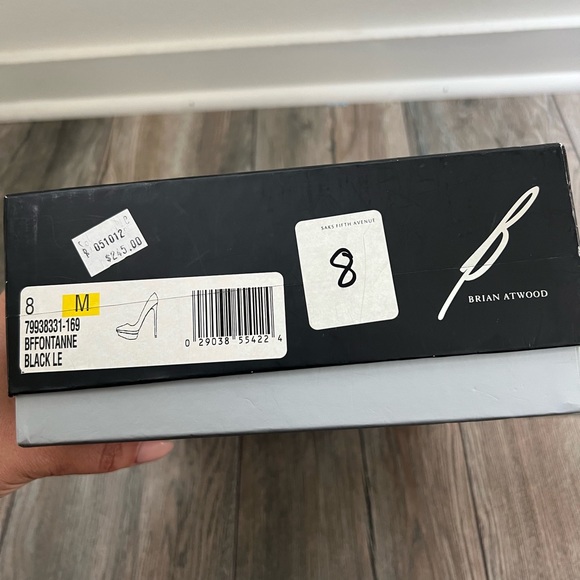 Brian Atwood B Fontaine High Heel Pump - Black / Lizard - size 8 - Picture 7 of 12